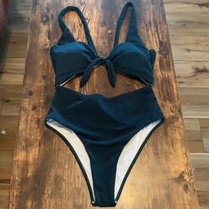 Hunter green Cut Out One Piece